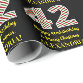 ハッピー42誕生日&メリークリスマス、名前をカスタムする ラッピングペーパー (ロールコーナー)