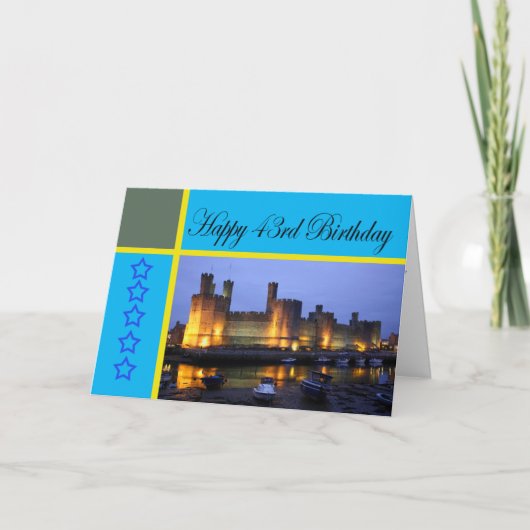 ハッピー43番誕生日カーナルフォンキャッスル カード (正面)