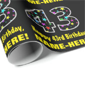 ハッピー43誕生日、おもしろいカラフルスターパターン43 ラッピングペーパー (ロールコーナー)