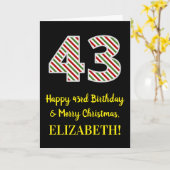 ハッピー43rd誕生日&メリークリスマス、名前をカスタムする カード (黄色い花)