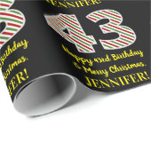 ハッピー43rd誕生日&メリークリスマス、名前をカスタムする ラッピングペーパー (ロールコーナー)