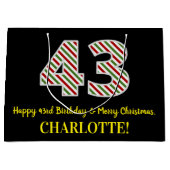 ハッピー43rd誕生日&メリークリスマス、名前をカスタムする ラージペーパーバッグ (正面)