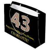 ハッピー43rd誕生日&メリークリスマス、名前をカスタムする ラージペーパーバッグ (裏面アングル)