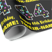 ハッピー44誕生日、おもしろいカラフルスターパターン44 ラッピングペーパー (ロールコーナー)