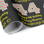 ハッピー44誕生日&メリークリスマス、名前をカスタムする ラッピングペーパー (ロールコーナー)