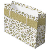 ハッピー45番目の誕生日番号パターン金ゴールド/白 ラージペーパーバッグ (裏面アングル)