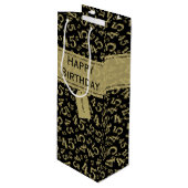 ハッピー45番目の誕生日番号パターン金ゴールド/黒 ワインギフトバッグ (正面アングル)