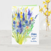 ハッピー45誕生日シスターフラワーブーケ カード (黄色い花)