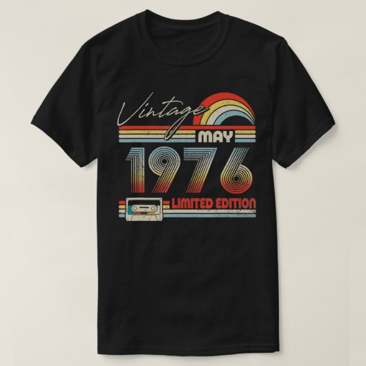 ハッピー45誕生日ヴィンテージ1976年5月45歳 Tシャツ (デザイン正面)