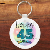 ハッピー45誕生日（ブルーウ） キーホルダー (正面)