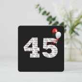 ハッピー45th誕生日オンブラック招待状 招待状 (スタンド正面)