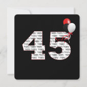 ハッピー45th誕生日オンブラック招待状 招待状 (正面)