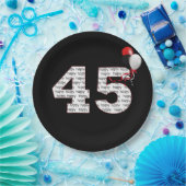 ハッピー45th誕生日オンブラック紙プレート ペーパープレート (パーティー)