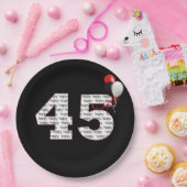 ハッピー45th誕生日オンブラック紙プレート ペーパープレート (パーティー)