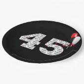 ハッピー45th誕生日オンブラック紙プレート ペーパープレート (アングル)