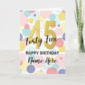 ハッピー45th誕生日パステルレインボー金ゴールドウーマン カード (正面)