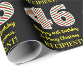 ハッピー46誕生日&メリークリスマス、名前をカスタムする ラッピングペーパー (ロールコーナー)