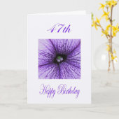 ハッピー47誕生日紫色の花 カード (黄色い花)