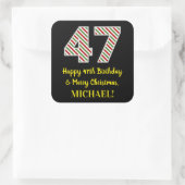 ハッピー47誕生日&メリークリスマス、名前をカスタムする スクエアシール (バッグ)