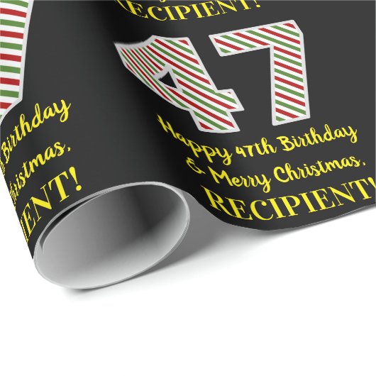 ハッピー47誕生日&メリークリスマス、名前をカスタムする ラッピングペーパー (ロールコーナー)