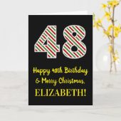 ハッピー48誕生日&メリークリスマス、名前をカスタムする カード (黄色い花)