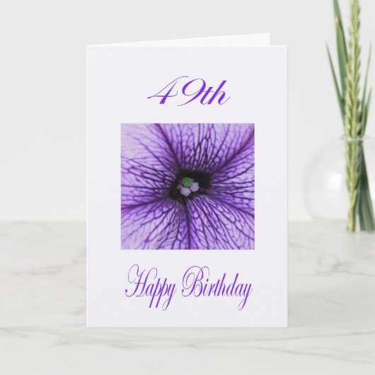 ハッピー49誕生日パープルブロッサム カード (正面)
