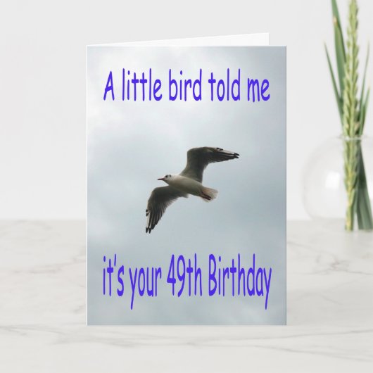 ハッピー49誕生日飛んでいるカモメ カード (正面)