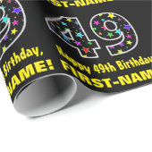 ハッピー49誕生日、おもしろいカラフルスターパターン49 ラッピングペーパー (ロールコーナー)