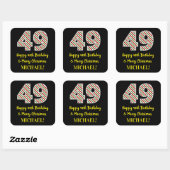 ハッピー49誕生日&メリークリスマス、名前をカスタムする スクエアシール (シート)