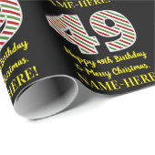 ハッピー49誕生日&メリークリスマス、名前をカスタムする ラッピングペーパー (ロールコーナー)