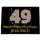 ハッピー49誕生日&メリークリスマス、名前をカスタムする ラージペーパーバッグ (正面)