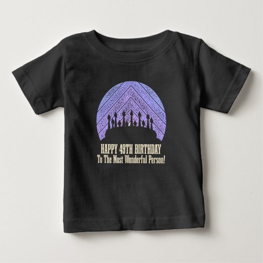 ハッピー49th誕生日ウィッシュことわざ引用文 ベビーTシャツ (正面)