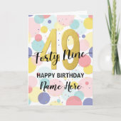 ハッピー49th誕生日パステルレインボー金ゴールドウーマン カード (正面)