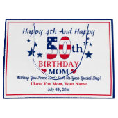 ハッピー4thとハッピー50th誕生日ママカスタム ラージペーパーバッグ (正面)