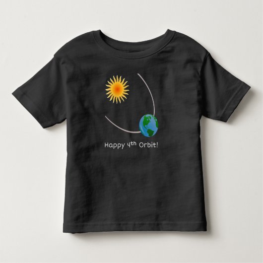 ハッピー4thオービット宇宙誕生日シャツ トドラーTシャツ (正面)