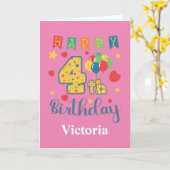 ハッピー4thバースデーカード カード (黄色い花)