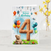 ハッピー4thバースデーカード カード (黄色い花)