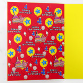 ハッピー4thバースデーカード、#4誕生日イエローレッド 三つ折りカード (内部最初)