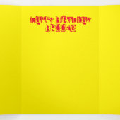 ハッピー4thバースデーカード、#4誕生日イエローレッド 三つ折りカード (内部中)