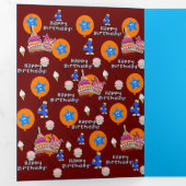 ハッピー4thバースデーカード, #4誕生日ダークレッド 三つ折りカード (内部最初)