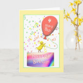 ハッピー4thバースデーチキン カード (黄色い花)