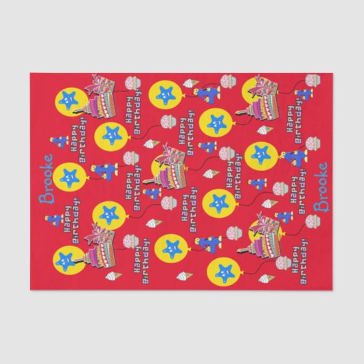 ハッピー4th誕生日ティッシュペーパー#4誕生日 薄葉紙 (正面)