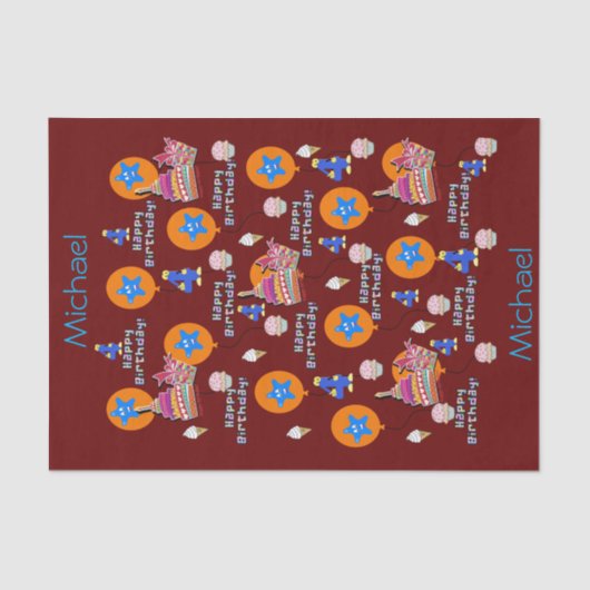 ハッピー4th誕生日ティッシュペーパー#4 薄葉紙 (正面)