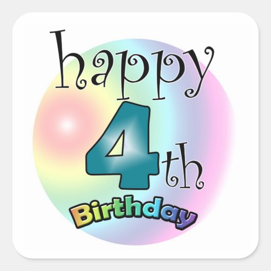ハッピー4th誕生日ヴィエルカンテステッカー スクエアシール (正面)