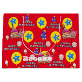 ハッピー4th誕生日抱き枕#4誕生日レッド ラージペーパーバッグ (正面)