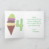 ハッピー4th誕生日4スクープ挨拶カード カード (内部)