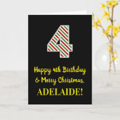 ハッピー4th誕生日&メリークリスマス,名前をカスタムする カード (黄色い花)