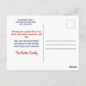 ハッピー4th 7月かわいい子犬アメリカ国旗 ポストカード (裏面)