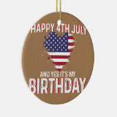 ハッピー4th 7月とYes私の誕生日USA国旗 セラミックオーナメント (右)