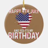 ハッピー4th 7月とYes私の誕生日USA国旗 セラミックオーナメント (裏面)